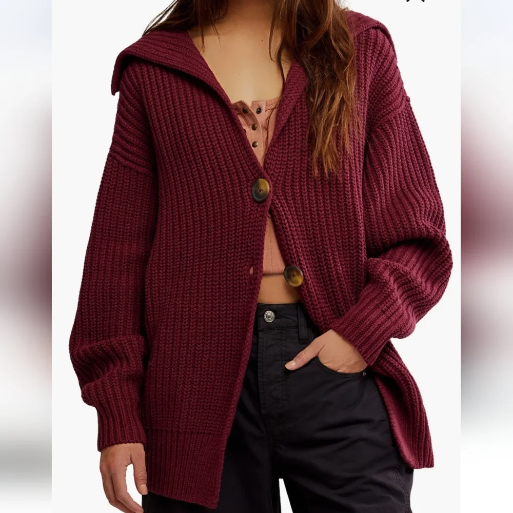 Free PEOPLE Sweater In CABERNET - Picture 1 of 5